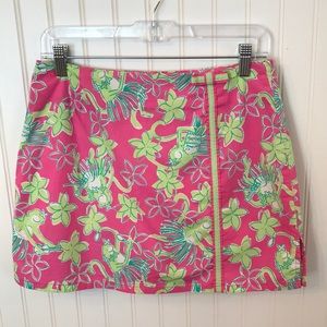 Lilly Pulitzer Skort Summer Patterned Monkey Pink Green size 8